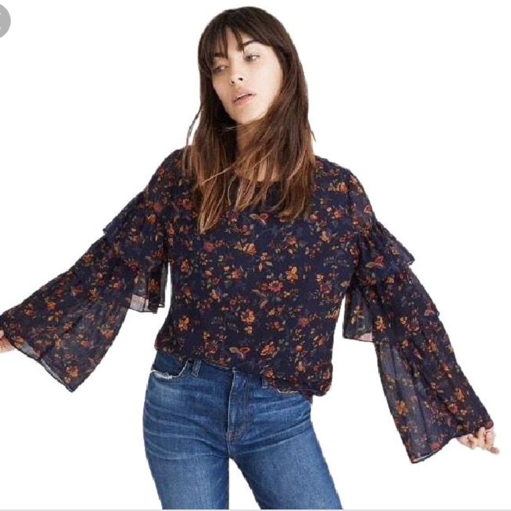 madewell blouse with puffy sleeves NWT